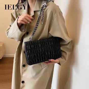 IELGY Женская сумка на плечо в клетку с пузырьками и диагональным пролетом чёрный