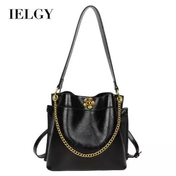 IELGY женская сумка подмышки черная, сумка-ведро большой вместимости, на одно плечо, диагональный пролет чёрный