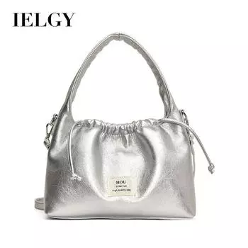 IELGY Женская сумка премиум-класса Sense со складками подмышками, маленькая сумка через плечо на одно плечо с маленькой золотой цепочкой и цепочкой чёрный