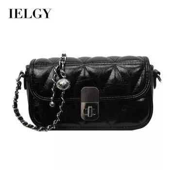 IELGY Женская сумка с бриллиантовой цепочкой, маленькая квадратная сумка через плечо на одно плечо, серебряная, с маленьким золотым шариком, небольшая квадратная сумка с регулируемой текстурой чёрный