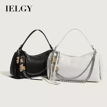 IELGY женская сумка с цепочкой, простая и модная сумка, универсальная повседневная сумка подмышками, маленькая свежая и мягкая кожаная сумка на плечо белый