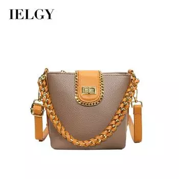 IELGY Женская сумка-ведро, цепочная текстура, универсальная портативная сумка-мессенджер бежевый