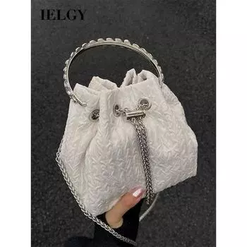 IELGY Женская сумка-ведро с бантом, простая сумка-мессенджер через плечо белый