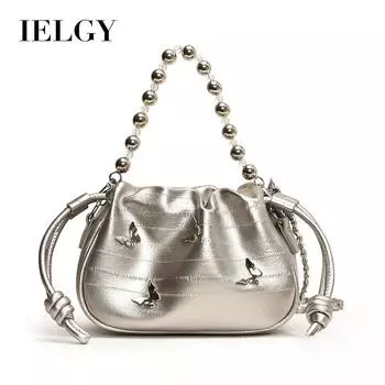 IELGY Женская сумка-ведро с ремешком через плечо, серебряная цепочка