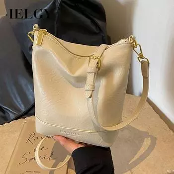 IELGY Женская сумка-ведро в стиле ретро, универсальная сумка-мессенджер через плечо чёрный