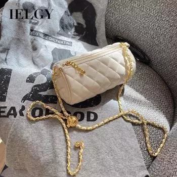 IELGY женская темпераментная сумка-цилиндр, маленький золотой шарик с ромбовидной цепочкой, универсальная сумка на одно плечо с наклонной подушкой бежевый