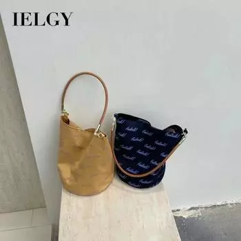 IELGY Женская тонкая парусная сумка из искусственной кожи с буквенным принтом и сумкой для барабанов, повседневная японская простая тканевая сумка для подмышек хаки