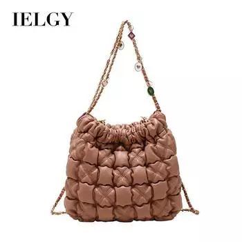 IELGY Женская универсальная плиссированная сумка-ведро через плечо с цепочкой чёрный
