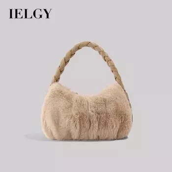 IELGY Женская универсальная повседневная симпатичная плюшевая сумочка хаки