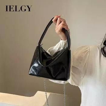IELGY Женская универсальная серебряная сумка-мешок, сумка через плечо с цепочкой чёрный