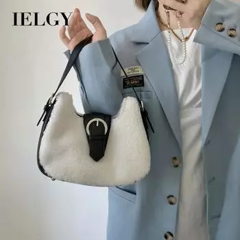 IELGY Женская универсальная сумка через подмышку, ручная сумка из овечьей шерсти