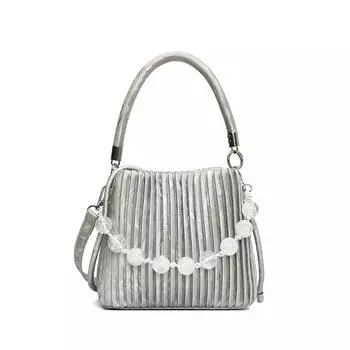 IELGY женская универсальная сумка-мессенджер со складками, модная портативная сумка-ведро с бисером чёрный