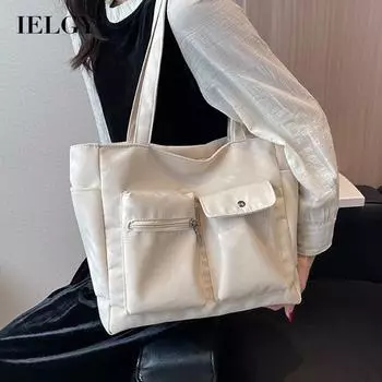 IELGY Женская универсальная сумка-мессенджер в стиле колледжа Харадзюку с карманом бежевый