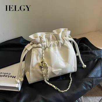 IELGY Женский белый универсальный цепной насос для денег с бриллиантами и сумкой-ведром, модная сумка через плечо чёрный