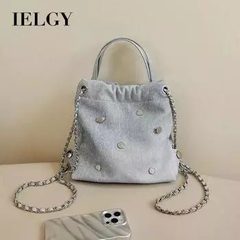 Женский рюкзак IELGY из джинсовой кожи с цепочкой, многофункциональный и модный, портативный через плечо синий