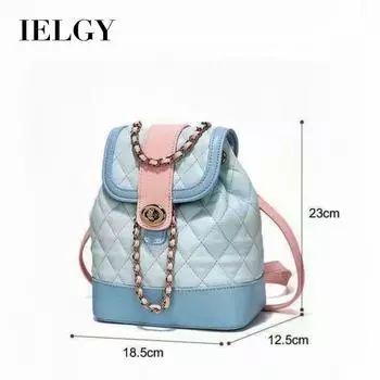 IELGY женский контрастный рюкзак с ромбами, высококачественный небольшой рюкзак с цепочкой-мессенджером большой вместимости синий