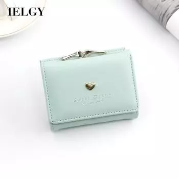 IELGY Женский короткий однотонный простой кошелек для монет в форме сердца розовый