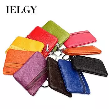 IELGY женский кошелек из натуральной кожи, модный мини-футляр для монет, чехол для ключей чёрный