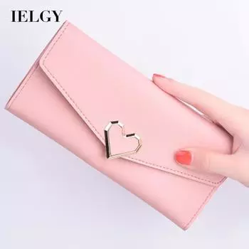 IELGY Женский кошелек Love с длинной пряжкой и большой емкостью чёрный