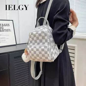 IELGY Женский мини-рюкзак, клетчатая мини-сумка в японском корейском стиле чёрный
