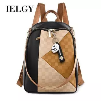 IELGY Женский рюкзак универсальный шахматный простой индивидуальный шов многофункциональный школьный рюкзак для школы и путешествий чёрный
