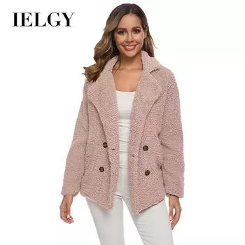 IELGY женский свитер средней длины с бархатной подкладкой из овечьей шерсти, новый топ S хаки