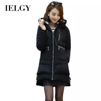 IELGY, зимняя новая стильная куртка с хлопковой подкладкой, корейская теплая куртка с хлопковой подкладкой, женская военная форма средней длины, куртка с хлопковой подкладкой M чёрный