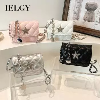 IELGY Звезда яркая цепочка с бриллиантами текстура простая сумка через плечо маленькая квадратная сумка чёрный
