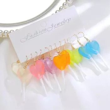 IF ME 12pcs Cartoon Heart Ice Cream Milk Tea Earrings Set for Women Girl Cute Colorful Geometric Animal Drop Earring Trendy Jewelry Gift