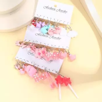 IF ME 17 пар/компл. модные милые серьги в виде свиньи и утки, набор простых сережек из смолы с грибами для женщин, ювелирные аксессуары