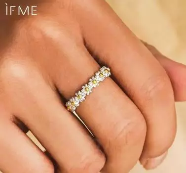 iF ME 1 шт. Милые кольца в виде цветка маргаритки для женщин, открытые регулируемые кольца, гальванизированные манжеты, обручальные кольца, ювелирные изделия на заказ