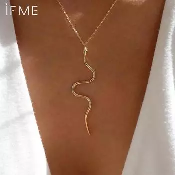 IF ME 1PCS Punk Длинное ожерелье с подвеской в виде змеи серебряного цвета Unquie для мужчин и женщин, ювелирные изделия на шею, публичное ожерелье-чокер, оптовая продажа золотой