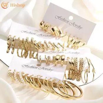 IF ME 24 пары/компл. роскошные серьги-кольца для женщин, пирсинг с искусственным жемчугом, комплект серег, аксессуары, ювелирные изделия