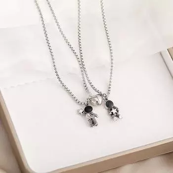 IF ME 2 шт. минималистичный комплект для влюбленных, кулон «Дружба, космонавт, астронавт», магнитное расстояние, ожерелье для пары, ювелирные изделия, подарок на годовщину ABSMT00378-54113