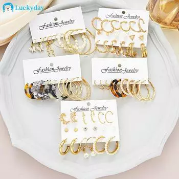 IF ME 33 пары/компл. серьги-кольца из смолы и золота, комплект серег с искусственным жемчугом, серьги-бабочки и змеи для женщин, ювелирные аксессуары