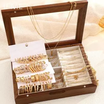 iF ME 37 комплект ювелирных изделий в стиле бохо золотого цвета для женщин, модное многослойное ожерелье, геометрические серьги, браслет, набор для ножного браслета, подарки