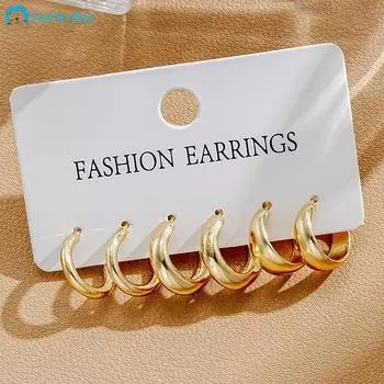 IF ME 3 пары/компл. модные золотые серьги-кольца для женщин, круглые серьги, ювелирные аксессуары