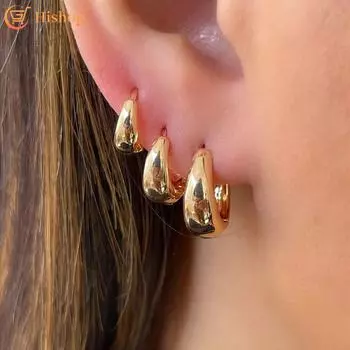 IF ME 3 пары/компл. простые C-образные медные серьги-кольца для женщин Ins модный комплект серег гипоаллергенные аксессуары ювелирные изделия gold