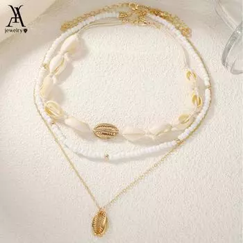 IF ME 3 шт./компл. богемное ожерелье из ракушек для женщин, винтажный кулон, бусины, ожерелья, аксессуары, ювелирные изделия