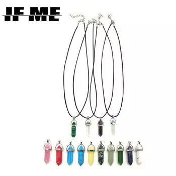 IF ME 4 шт./компл. шестиугольные ожерелья-колонны, подвески из натурального камня, кожаные цепочки, ожерелье для женщин, модные украшения 54181