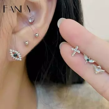 IF ME 4 шт. Y2k Дьявольский глаз крест серьги для женщин циркон серьги-гвоздики аксессуары ювелирные изделия
