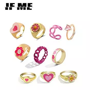 IF ME 5 шт./компл. Hyperbole Ins, толстые эстетические красочные акриловые кольца из смолы, набор для женщин и девочек, модные вечерние кольца, ювелирные изделия 2021