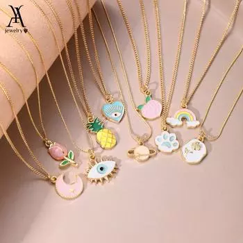 IF ME 5 шт./компл. комплект ожерелья с мультяшными тюльпанами для женщин, радужное колье с злыми глазами, счастливые аксессуары, ювелирные изделия 1