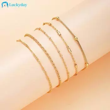 IF ME 5 шт./компл. простой золотой ножной браслет для женщин, круглые браслеты-цепочки, ювелирные аксессуары