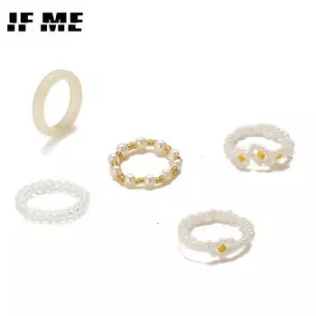 IF ME 5 шт. милые цветочные кольца на палец для женщин и девочек, ювелирные изделия