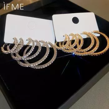 iF ME 6 шт. циркониевые геометрические круглые серьги для женщин простые модные темпераментные легкие роскошные серьги-кольца ювелирные аксессуары серебряный