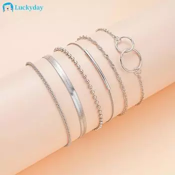 IF ME 6 шт./компл. браслет с крестом и змеиной костью серебряные браслеты-цепочки для женщин ювелирные аксессуары