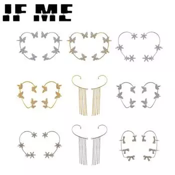 IF ME элегантные серьги-клипсы с кисточками и кристаллами для женщин, блестящие серьги с бантом и цветком, аксессуары для ушей, ювелирные изделия 11