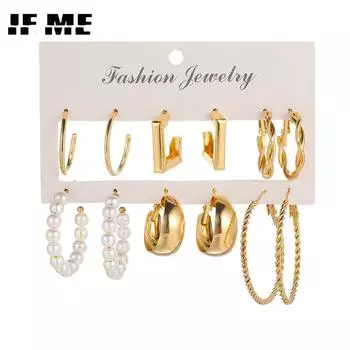 IF ME элегантные серьги-кольца с геометрическим узором для женщин, ювелирные аксессуары