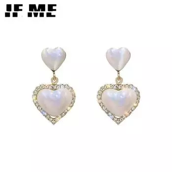 IF ME элегантные золотые серьги-капли с жемчугом и сердцем для женщин, простые ювелирные аксессуары